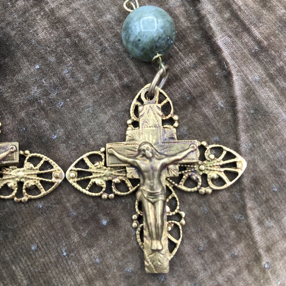 Jesus Cross Labradorite Bead Earrings TWIGS Jewels